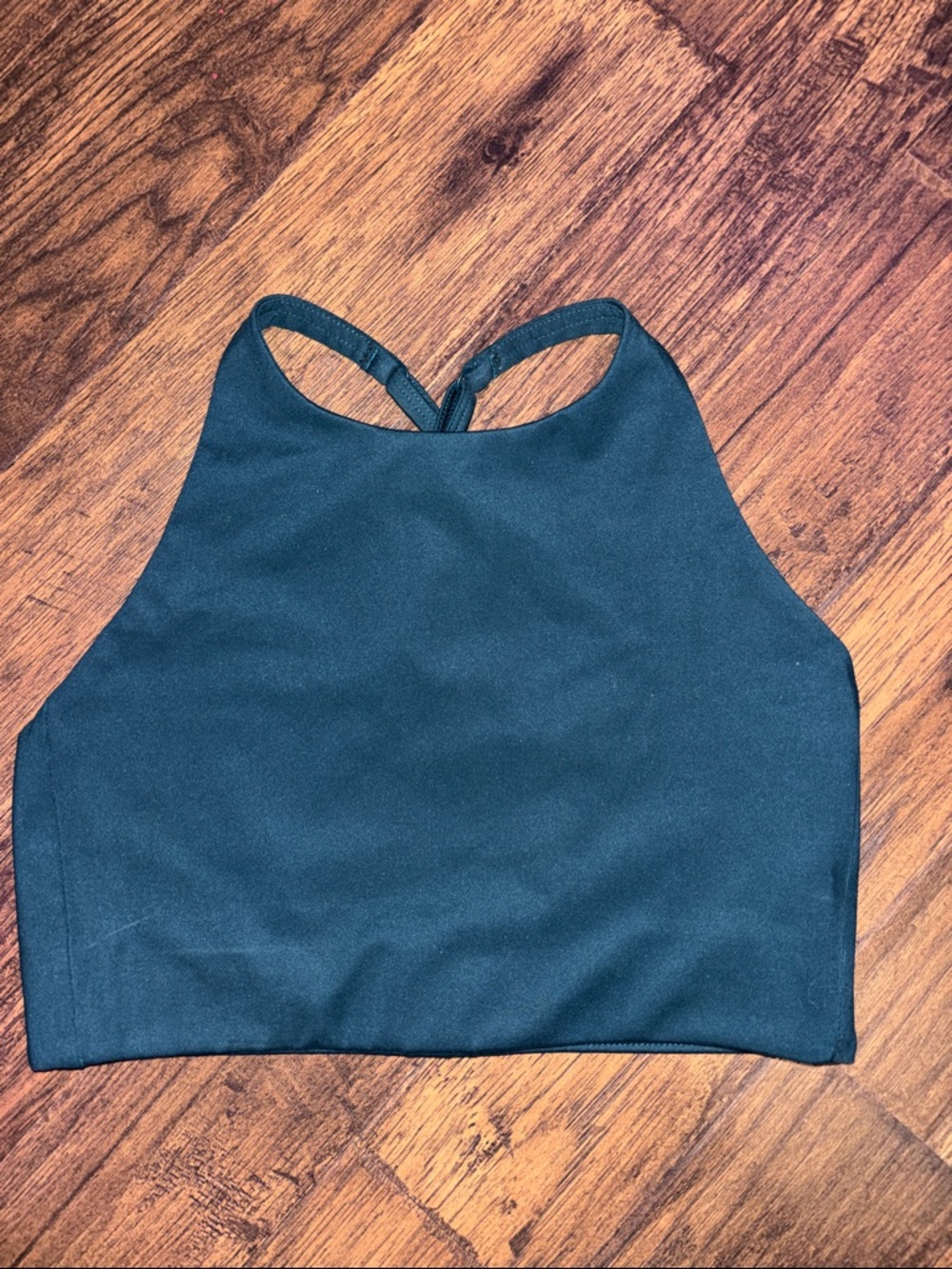 High Neck Dark Teal Crop Tank Top